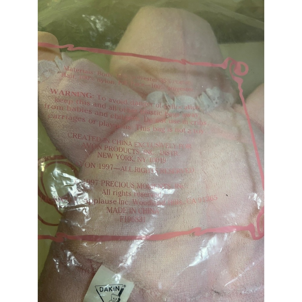 Vintage Dakin Precious Moments Pink Baby Doll Girl Avon 1997 Plush Stuffed Soft - Picture 7 of 7
